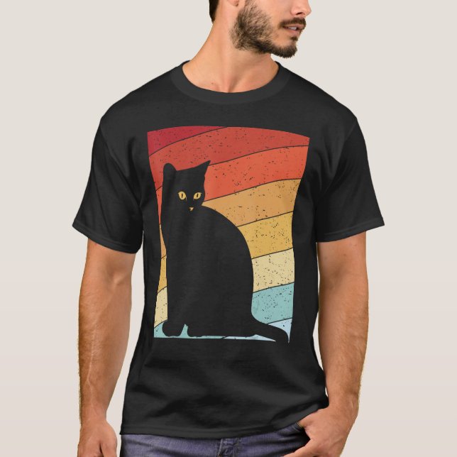 Camisa de gato retro, camiseta de gato negro, chis (Anverso)