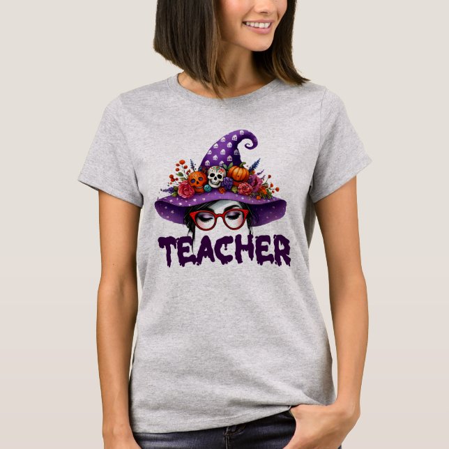 Camisa de Gorra de brujas de profesor de Halloween (Anverso)