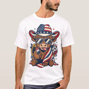 Camisa de grabado vintage de vaca de las Highlands