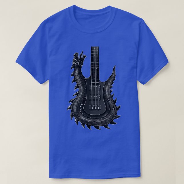 Camisa De Guitarra Dragón Única Para Hombres Rock  (Diseño del anverso)