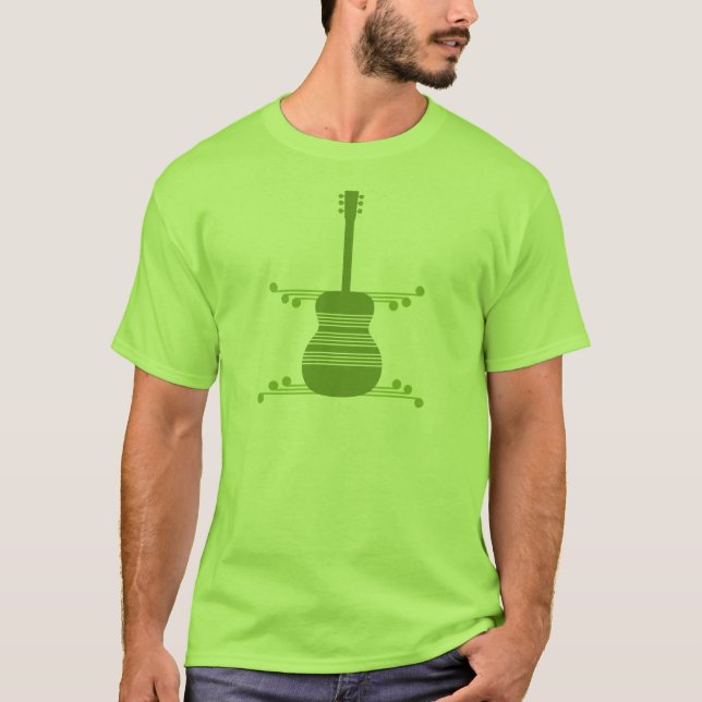 Camisa de guitarra retro, verde oliva (Anverso)