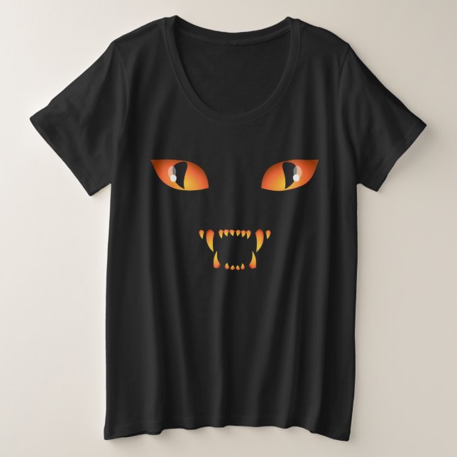 Camisa de Halloween femenina más camiseta de gato  (Anverso del diseño)