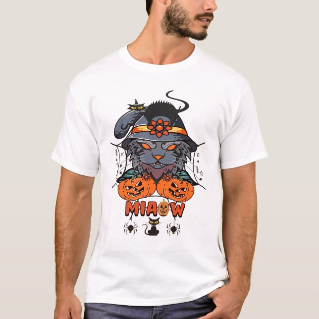 Camisa de Halloween para Gato de Bruja Atómica (Anverso)