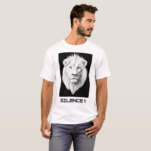 Camisa de hombres blancos con actitud de león