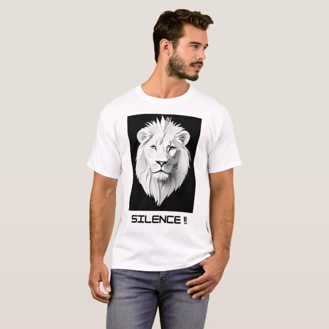 Camisa de hombres blancos con actitud de león (Anverso completo)