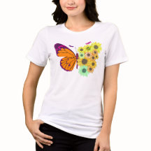 Camisa de jardín de mariposas y girasoles