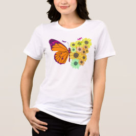 Camisa de jardín de mariposas y girasoles