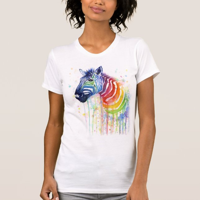 Camisa de la acuarela del arco iris de la cebra (Anverso)