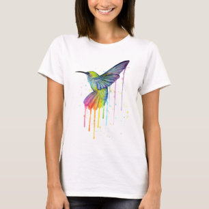 Camisa de la acuarela del colibrí del arco iris