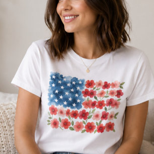 Camisa de la bandera americana floral