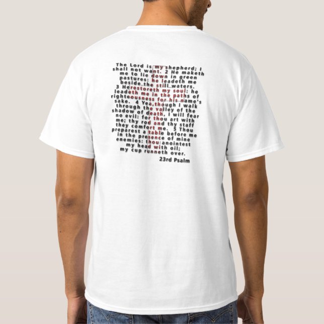 Camisa de la biblia; Salmos 23 (Reverso)