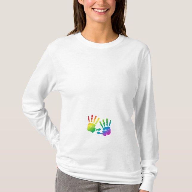 Camisa de la maternidad de Handprints del bebé del (Anverso)
