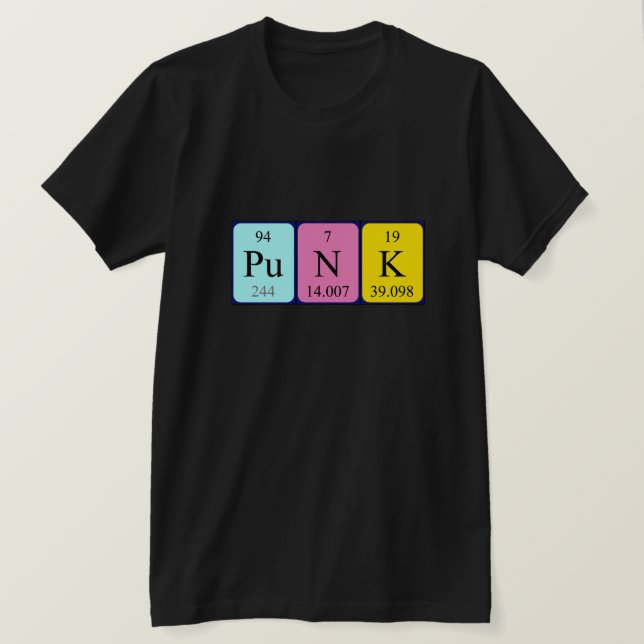 camisa de la palabra de la tabla periódica del pun (Anverso del diseño)