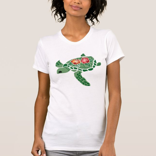 Camisa de la tortuga de mar de la flor del hibisco (Anverso)