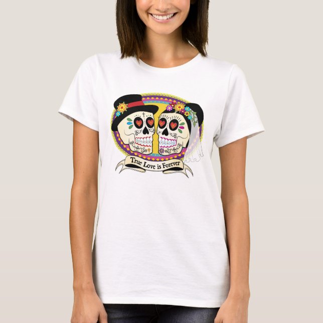 Camisa de las damas de los Novios Sugar Skull (Ing (Anverso)