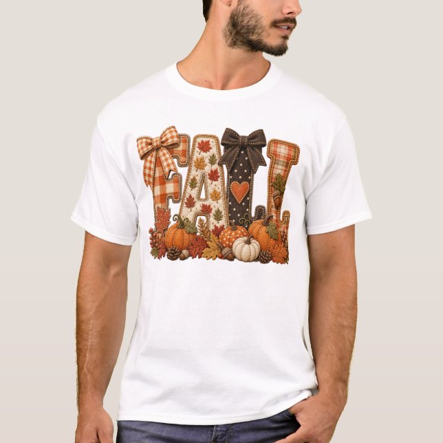Camisa de letras de patchwork de otoño acogedor  O (Anverso)