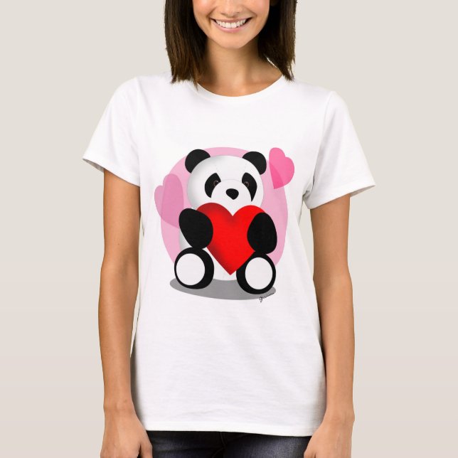 Camisa de los corazones del oso de panda (Anverso)