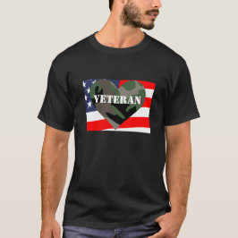 Camisa de los veteranos del corazón del camuflaje