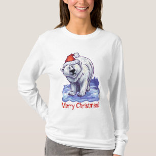 Camisa de manga larga del oso polar del navidad