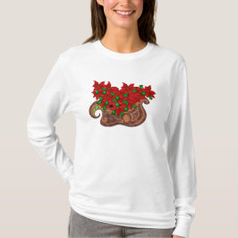 camisa de manga larga del trineo del poinsetta