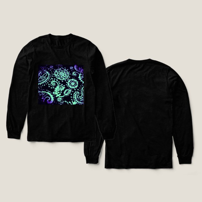 Camisa de manga larga gradiente de color púrpura y (Diseño frontal y trasero)