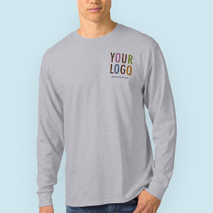 Camisa de manga larga gris con logotipo Preshrunk 