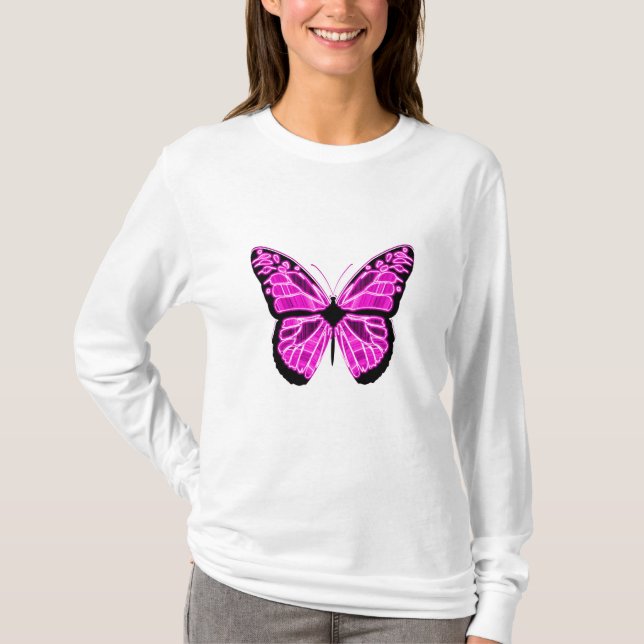 Camisa de manga larga para mujer con mariposa (Anverso)