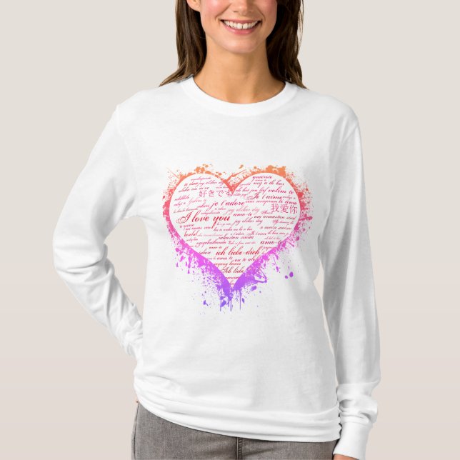 Camisa de manga larga para mujeres de amor multili (Anverso)