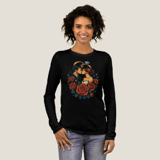 Camisa de manga larga para pareja de novios románt
