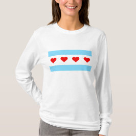 Camisa de manga larga plana del corazón de Chicago