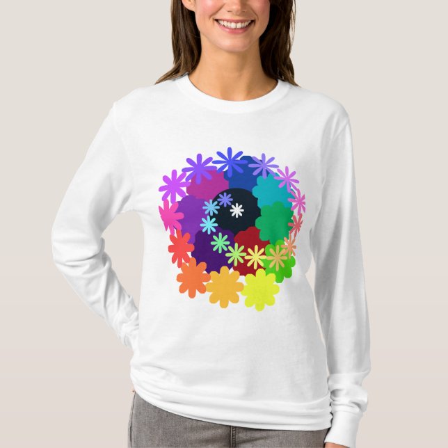 Camisa de manga larga psicodélica de las flores (Anverso)