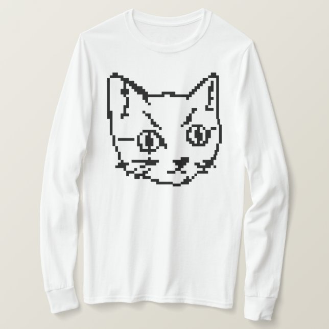 CAMISA DE MANGA LARGA VIDEO KITTY CAT PIXEL ART (Anverso del diseño)