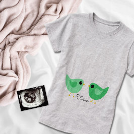 Camisa de maternidad de las Aves Gemelas Verdes