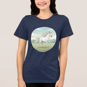 Camisa de mujer con caballo blanco majestuoso - Su