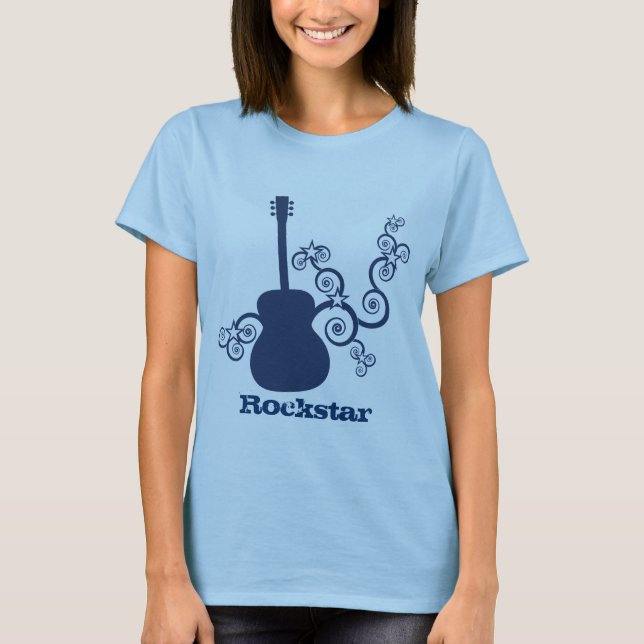 Camisa de mujer de guitarra Rockstar, azul real (Anverso)