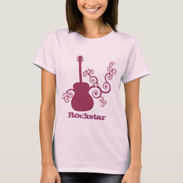 Camisa de mujer de guitarra Rockstar, Fuchsia (Anverso)