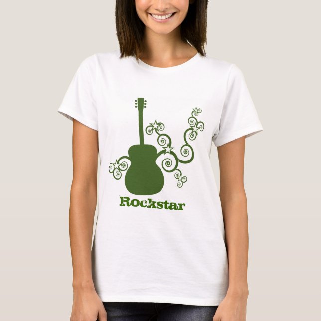 Camisa de mujer de guitarra Rockstar, verde (Anverso)