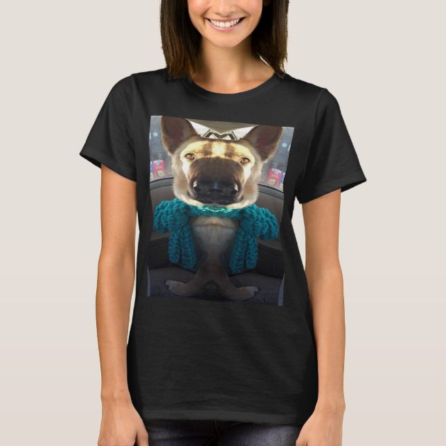 Camisa de mujer de pastor alemán repitiendo distor (Anverso)