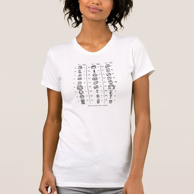 Camisa de mujer del alfabeto maya (Anverso)