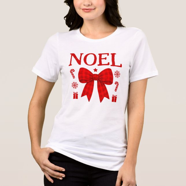 Camisa de Navidad con lazo de gingham rojo de Noel (Anverso)