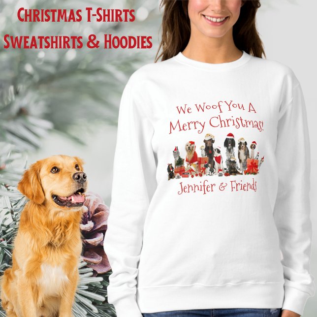 Camisa de Navidades de amantes del perro, añada no (Dog Lovers Christmas Shirt, Add Name T-Shirt)