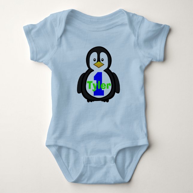 Camisa de niño de primer cumpleaños de Pingüino (Anverso)