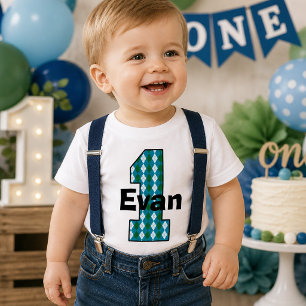Camisa de Niño para Primer Cumpleaños Argyle