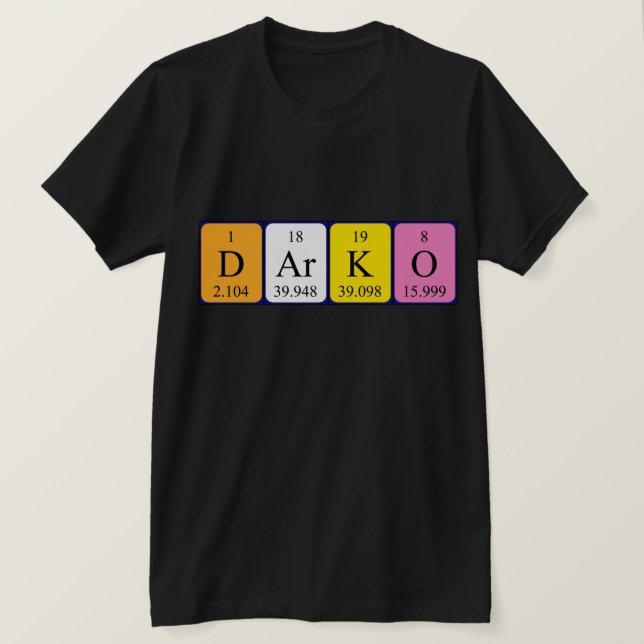 Camisa de nombre de tabla periódica Darko (Anverso del diseño)