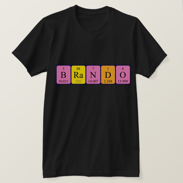 Camisa de nombre de tabla periódica de Brando (Anverso del diseño)