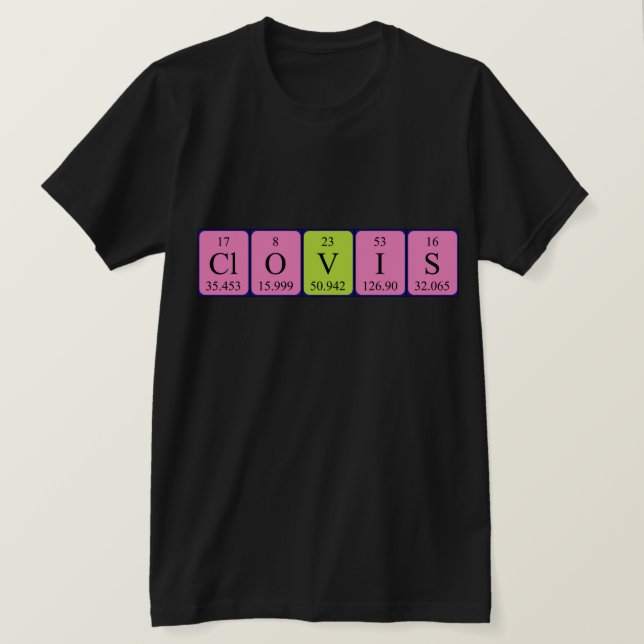 Camisa de nombre de tabla periódica de Clovis (Anverso del diseño)