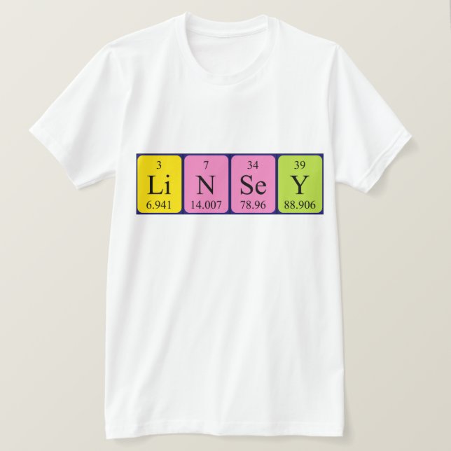 Camisa de nombre de tabla periódica de Linsey (Anverso del diseño)