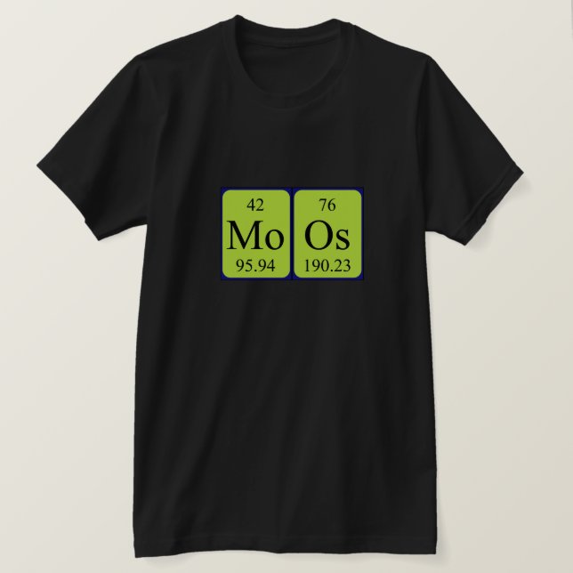 Camisa de nombre de tabla periódica de Moos (Anverso del diseño)