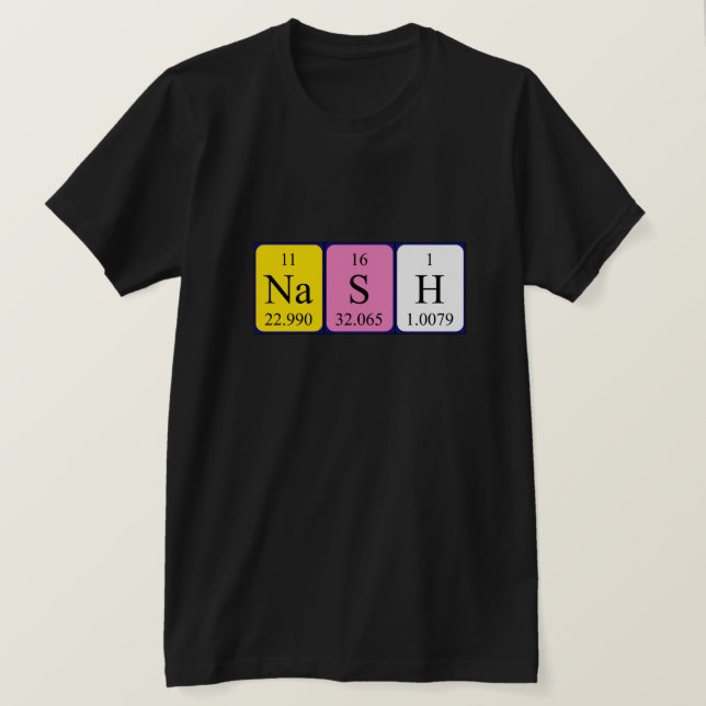 Camisa de nombre de tabla periódica Nash (Anverso del diseño)