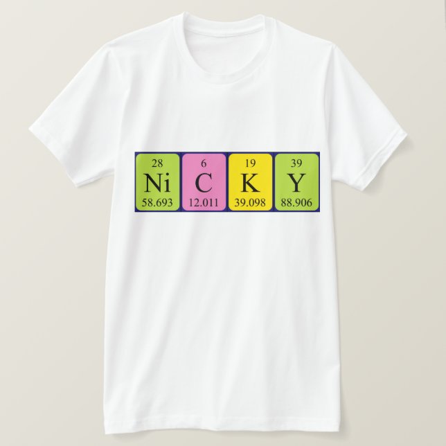 Camisa de nombre de tabla periódica Nicky (Anverso del diseño)
